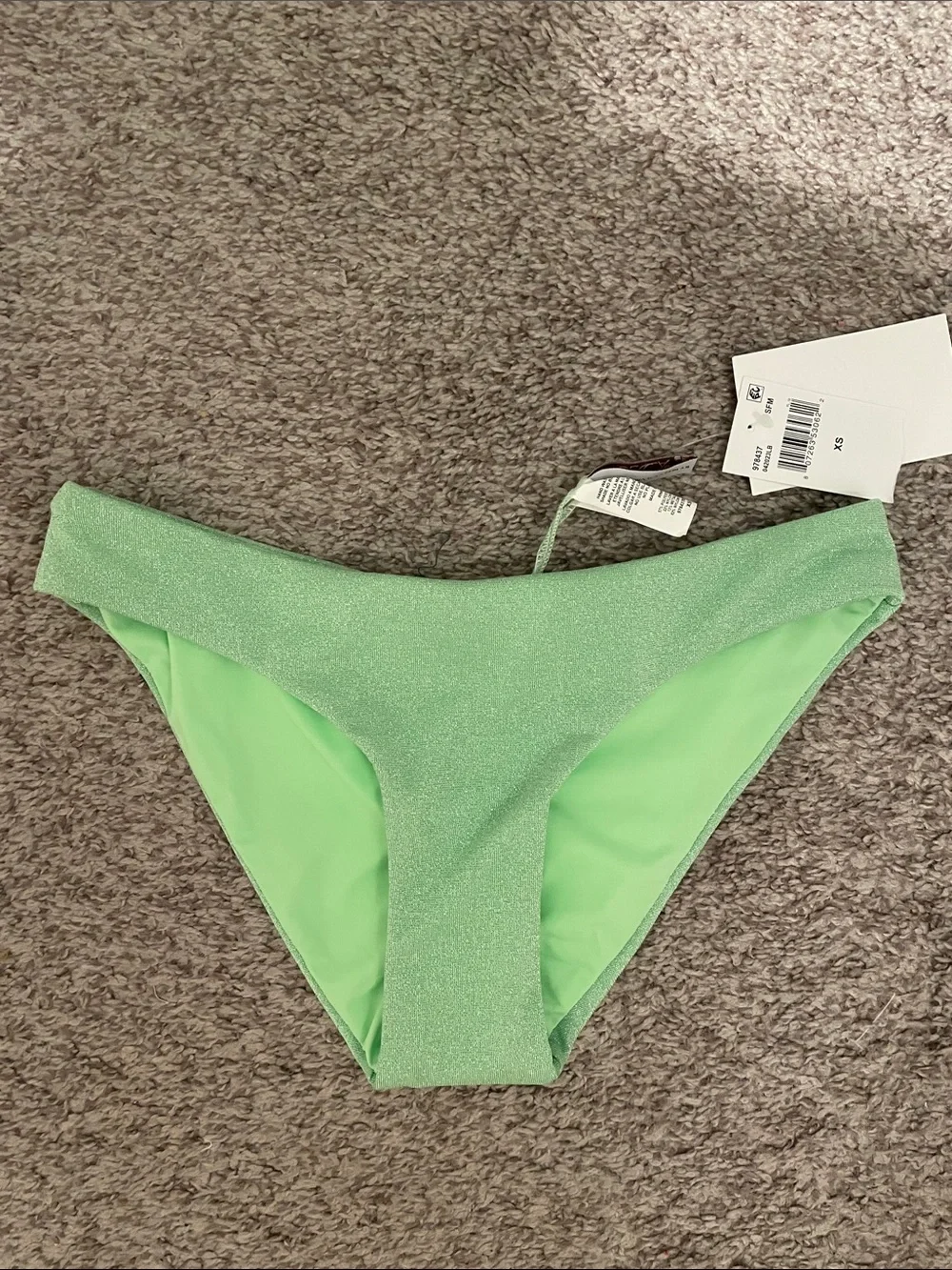 Becca Women's Sparkle Mint Green Bikini Bottom xs nwt